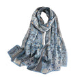 ANDANTINO 100% Silk Long Scarf-Women Large Oblong Shawls with Gift Packed - color: Pale Blue Flowers