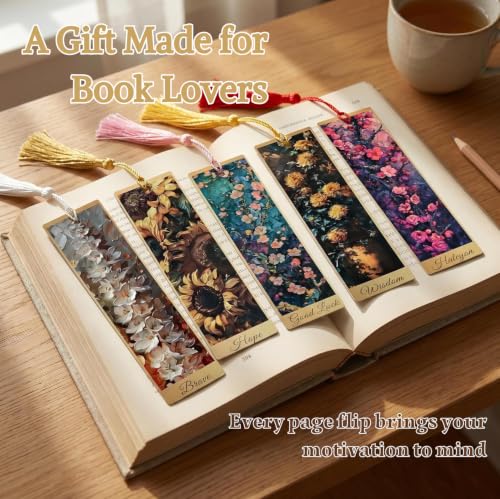 5Pcs Printed Paper Floral Vintage Oil Painting Book Marks with Tassels - color: Set D