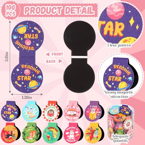 Resurhang 100 Pcs Reading Rewards Magnetic Bookmarks Reading Gifts for Kids - style: Reading Rewards