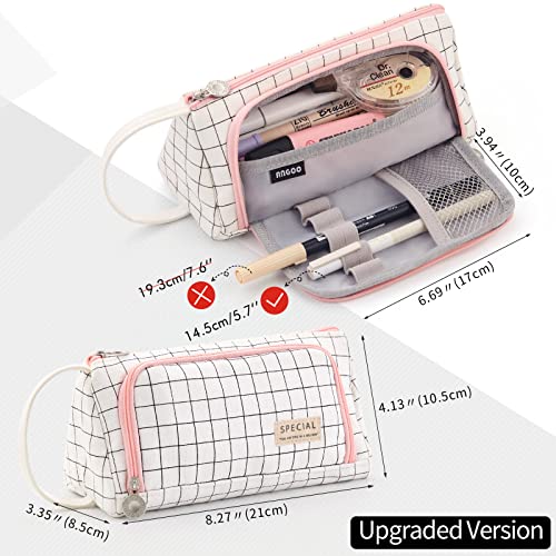 EASTHILL Big Capacity Pencil Case Pouch Pen Case Simple Stationery Bag School College Office Organizer for Teens Girls Adults Student - color: Plaid White