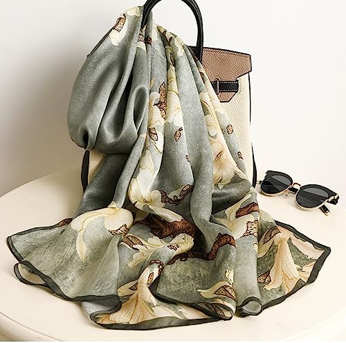 ANDANTINO 100% Silk Long Scarf-Women Large Oblong Shawls with Gift Packed - color: Pale Green