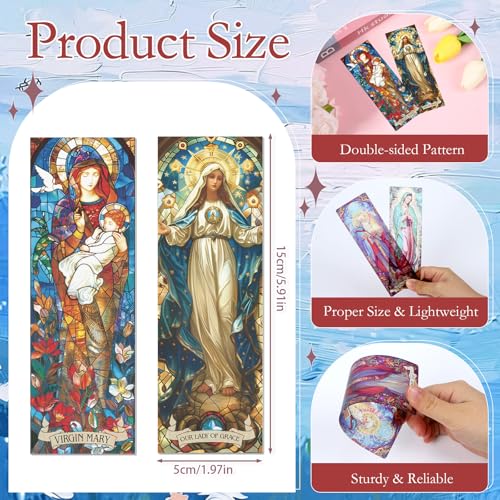 Wxiben 20 Pcs Stained Glass Catholic Transparent Bookmarks PVC Book Mark - style: Stained Glass Catholic