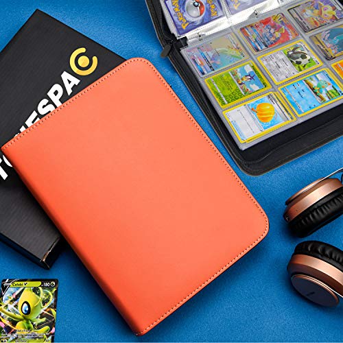 9-Pocket TONESPAC Portable Trading Cards Binder, Holds 900 Cards, Orange - color: Orange