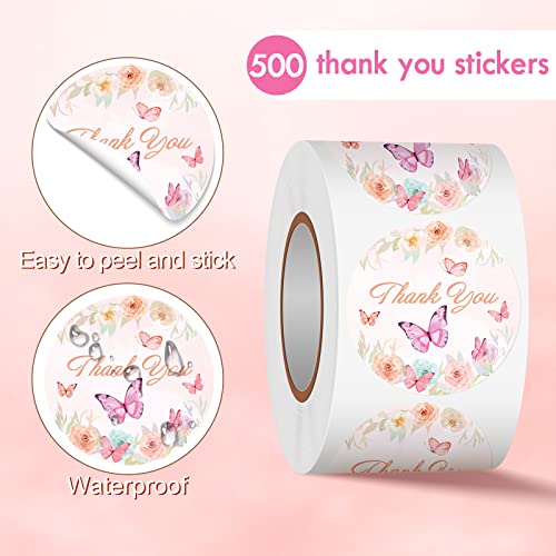 Heyfibro 500 PCS 1.5 Inch Thank You Stickers for Small Business, Baking, Gifts, Envelopes, Weddings (Butterfly) - style: Butterfly