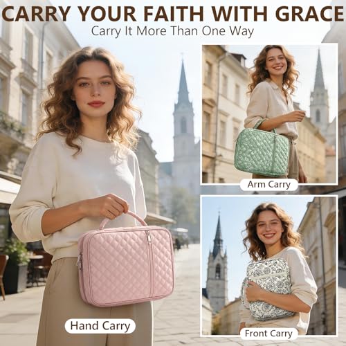 Bible Cover Case for Women Puffer Bible Bag w/Study Supplies Journaling Kit