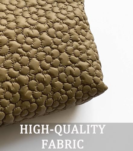 Puffy Quilted Makeup Bag, Cosmetic Bag, Travel Toiletry Organizer Pouch, Clutch for Wom (Brown Flower) - color: Brown Flower