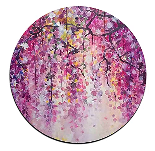 Colorful Watercolor Flowers Round Coaster Set of 4-Made of Recycled Rubber - color: Colorful Watercolor Flowers