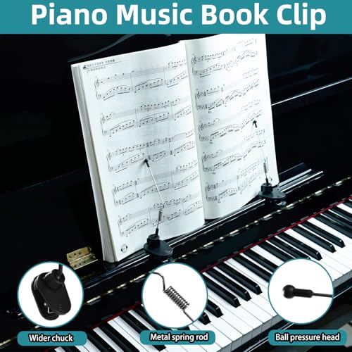 Piano Music Book Clip, Sheet Music Page Holder for Music Stand, Black - color: Black