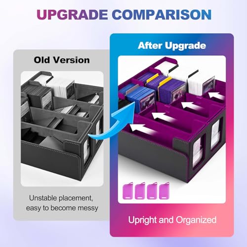 UAONO 4-Row 3000+ Trading Card Storage Box with Commander Display - color: Black&Purple, size: 4-row