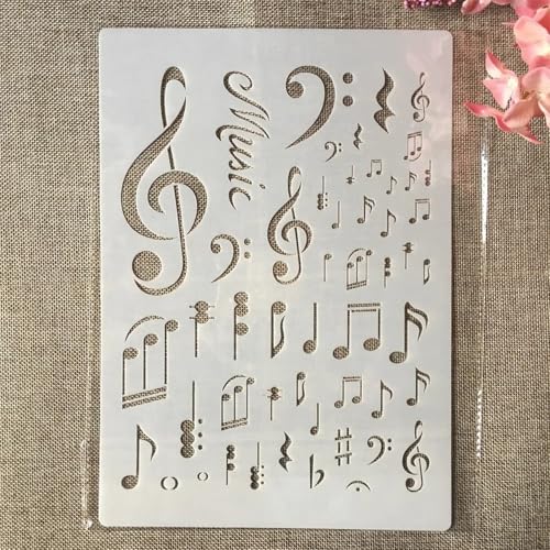 TIAMECH A4 Reusable Music Symbol Notes Stencil for Painting - style: Music Notes