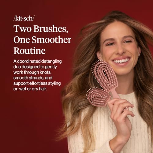 Kitsch Flexi Flow Duo Detangler Brush, Hair Brushes For Women - Terracotta - color: Terracotta, size: 2 Pcs