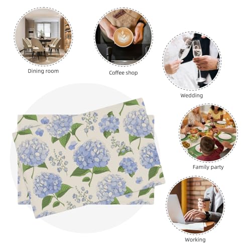 Hydrangea Floral Placemats Set of 4 Wildflowers Spring Table Mats