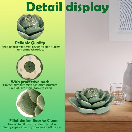 Ceramic Succulent Flower Table Centerpiece (Green) - color: Green