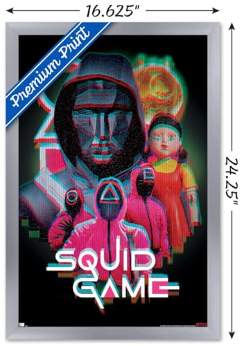 Trends International Netflix Squid Game: Season 2 - Group Glitch Wall Poster, 22.4L x 14.7W, Silver Framed Version - color: Silver Framed Version, size: 22.4"L x 14.7"W