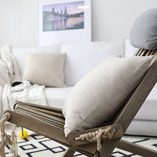 Pack of 2, Kevin Textile Decorative 2 Tone Linen Pillow Covers Farmhouse Boho Decor Cushion Covers for Chair/Sofa/Bed/Car, 18 x 18 Inches, Light Beige - color: Light Beige, size: 18" x 18" (Pack of 2)