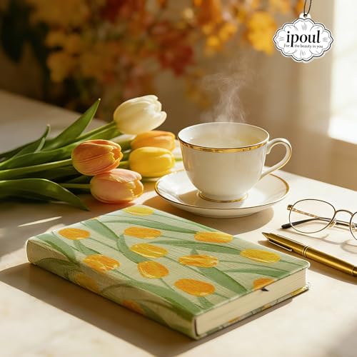 Small Journal for Women, Floral Notebook, B6, 5x7, Ruled Notebook & Blank Sketchbook, Embroidered Journal, Hardcover, Lay Flat, Personal Writing Journal for Women, Cute Journal, Tulip Flower - color: B6-Cute Tulip