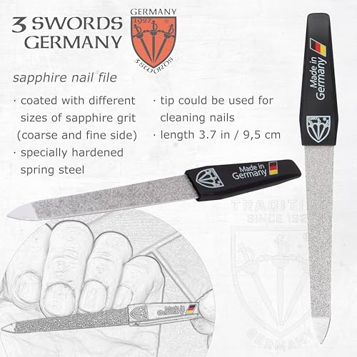 3 Swords Germany - Brand Quality 4 piece Manicure Pedicure Grooming kit Set for Professional Finger & Toe Nail Care Tweezers File Clipper Fashion Leather case in Gift Box, Made by 3 Swords (03621) - color: Camouflage / Army Look