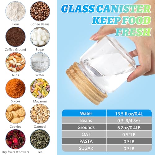 Small Glass Jars with Airtight Lid 13oz Seasoning Containers Glass Spice Jar Food Pantry Storage Containers for Kitchen Sugar Tea Coffee Bean Nuts Cookies Herbs Salt (400ml/13.5oz-2pack) - color: 400ml/13.5oz-2pack