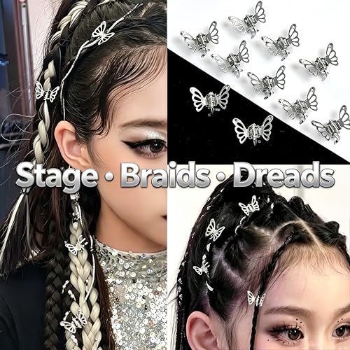 35Pcs Silver Butterfly Hair Clips Thicker Round-Edged Y2K