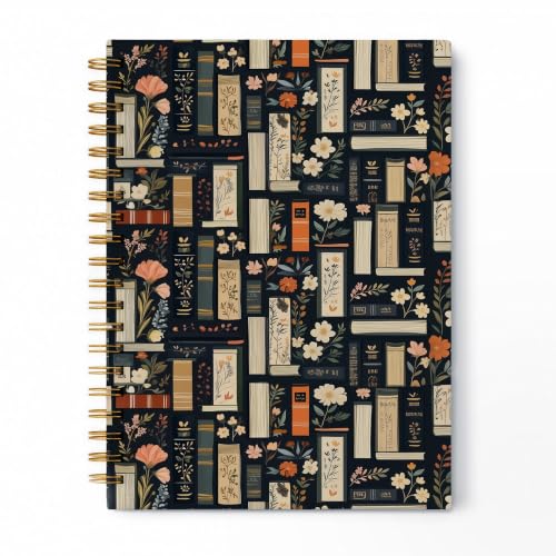 WDXIA Dark Floral Bookshelf Notebook 5.5x8.3 Inch - color: pattern-14