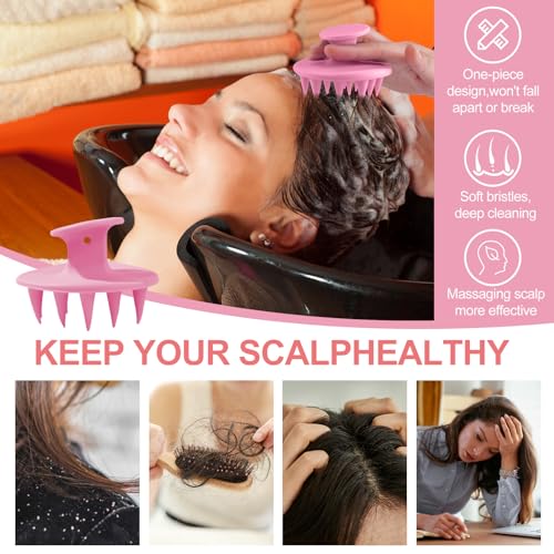 Hair Brushes with Scalp Massager Shampoo Brush, Silicone Hair Scrubber with Soft Bristles for Shower, Wet(Pink) - color: Pink