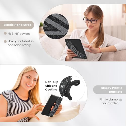 MoKo Security Hand-Strap for 6-8" Kindle eReaders Fire Tablets,Shiny Black - color: Glitter Black, style: Patterned Strap