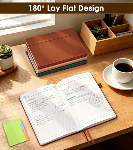 Lined Journal Notebook, A5 Hardcover Leather Journals for Writing, 160 Numbered Pages, 5.7'' x 8.3'' Journaling Notebooks for Men Women, Thick Paper College Ruled Journal for Work Office School, Brown - color: Brown, size: Lined