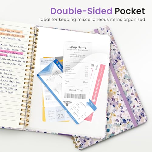 ZOTIA Lined Spiral Journal for Women, A5 Pretty Hardcover Notebook for Work, School & Office Writing, Aesthetic Writing Journal College Ruled, 140 Pages, 5.8" x 8.3", Purple Blocks - color: B-Purple Blocks