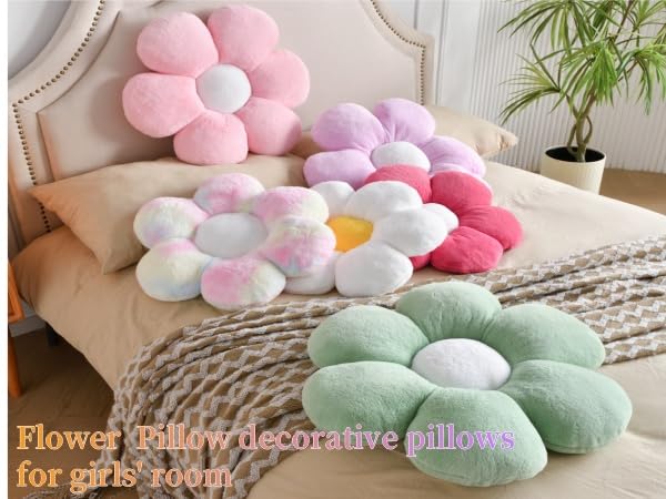 3PCS Flower Pillow Set,15.7In Daisy Pillow White Pink Blue - color: 3pcs White Pink Blue, size: 15.7in