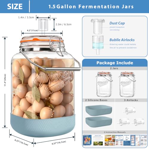1.5 Gallon Fermentation Jar with Airlocks, Pickle Jar for Sourdough Starter