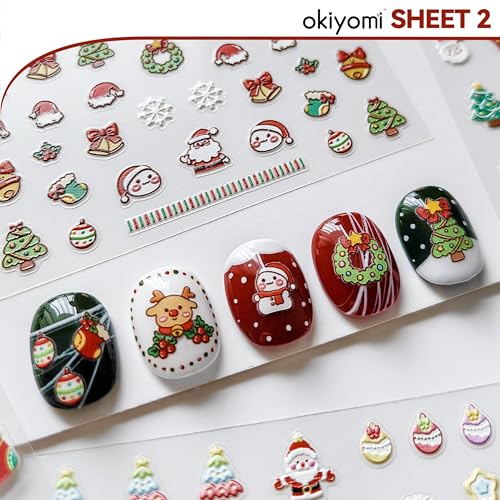 Okiyomi Christmas Nail Stickers for Kids, 3D Glow in the Dark, 4 Sheets - color: 5d Christmas