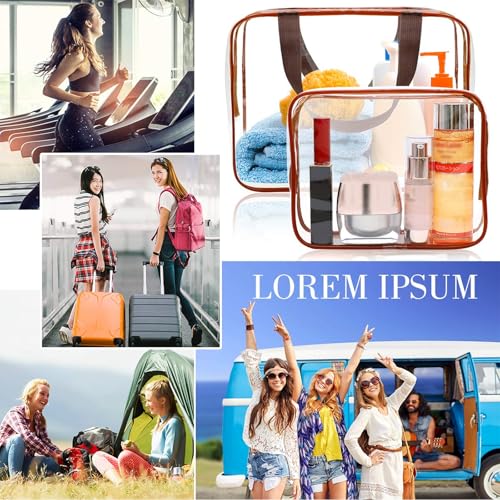 APREUTY 6 Packs Clear Makeup Bags, TSA Approved Toiletry Bags Set, Coffee - color: Coffee-6PCS(Large+Medium+Small)