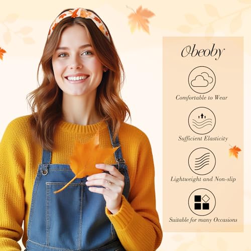 8 Pack Fall Headbands for Women, Thanksgiving Knotted Autumn Hairbands - color: Fall serise