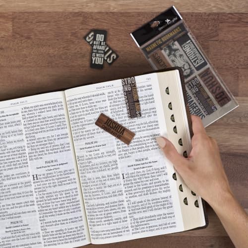 Christian Art Gifts Magnetic Scripture Bookmark/Pagemarker Set for Men - color: Strong & Courageous