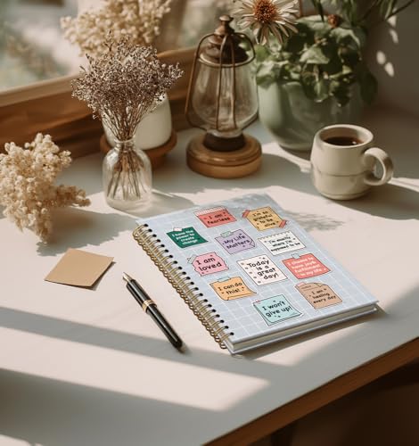 Journal Gifts For Women- Heart Inspirational Motivational Mental Notebook Depression Quotes For Men Friends Teacher Gifts On Birthday Christmas Mother's Day, Gold Spiral Bound Hardcover,5.8"x8.3" - color: Great Day