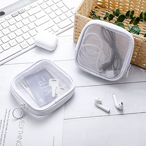 Weewooday 4Pcs Mesh Makeup Bag, White, Small, Classic - color: White, size: Small, style: Classic