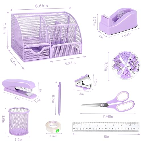 Scindaly Office Desk Accessories 12-Piece & Desk Organizers and Accessories - color: Purple