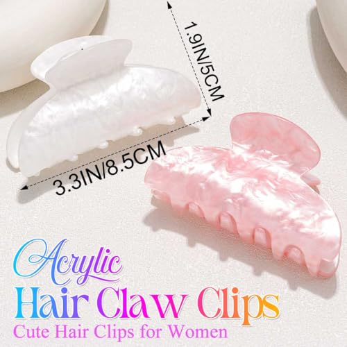 BARTOSI Acrylic Claw Clips Pink Hair Clips Medium Hair Claw Clip Cute Hair Accessories for Women and Girls (Pack of 2) - color: Set 1