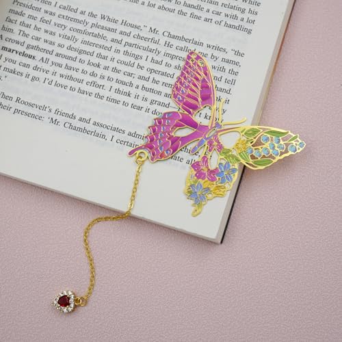 Butterfly Bookmarks for Women,Metal Bookmark,Unique Gifts Book Markers for Women Book Lovers,Teacher Appreciation Gifts,Valentine Mother's Day Christmas New Year Birthday Gift (02-Pink) - color: 02-pink