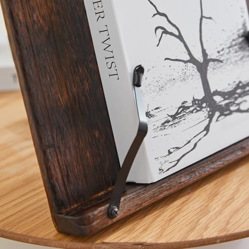 Rustic Wood Book Stand, Hands Free Holder for Cookbooks & Tablets
