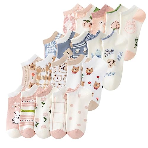 Cute Animals/Flowers Patterned Ankle Socks for Women - color: 20 Pairs-all