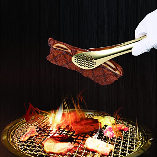 MSY BIGSUNNY Chef Kitchen Tongs Stainless Steel Food Serving Tongs Set of 3 (Golden 7" 9" & 11") - color: gold 7" 9" & 11" Serving Tongs