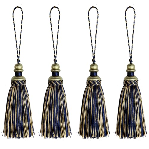 4 Pack Tassel Key Tassel with Loops for Home Decoration - color: Mix Navy, size: 4 Pack