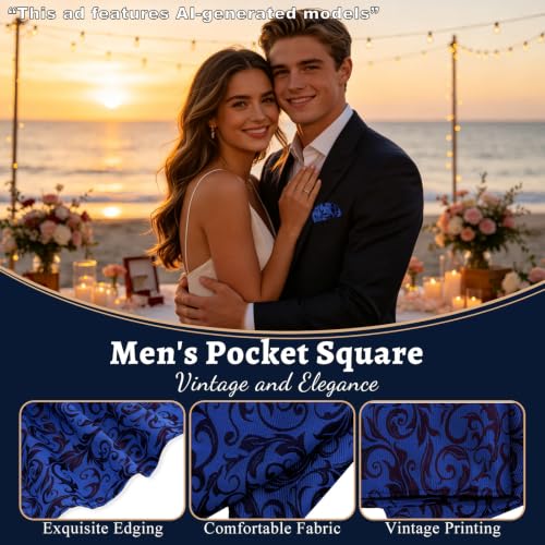 Handkerchiefs for Men with Holder Vantige Pocket Squares for Men - color: Royal Blue