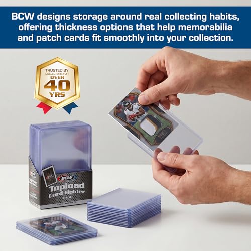 BCW 108 Pt Thick Card Topload Holders for Relic Cards, Clear, 10 Count - color: 108 Pt. / 2.75 Mm