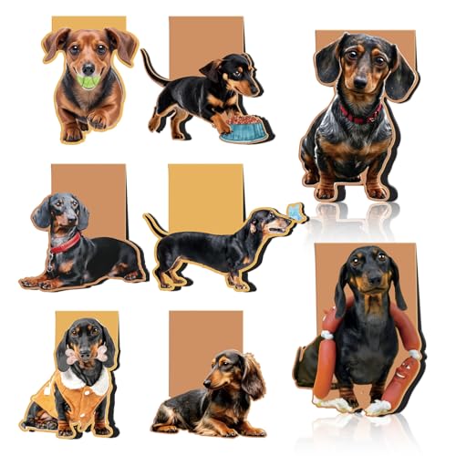 Wxiben Dachshund Magnetic Bookmark Gifts - 8 Pcs Sausage Pet Dogs Magnetic Bookmarks Dog Book Mark Magnets Page Marker Clip Gift for Dachshund Lovers Students Teacher School Reading Book Marks - style: Dachshund