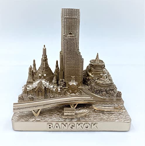 ZIZO Modern The World Landmarks Model Buildings City Skyline Statue for Home Decor for Boy Friends Gold 4" (Bangkok) - color: Bangkok