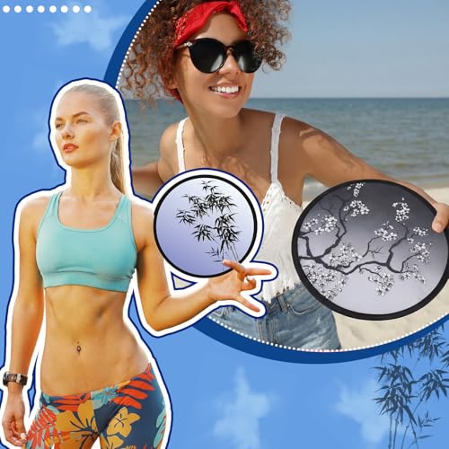 Gejoy 24 Pcs Chinese Flowers Folding Flying Discs Foldable Fans 8 Styles - color: Chinese Style Flowers
