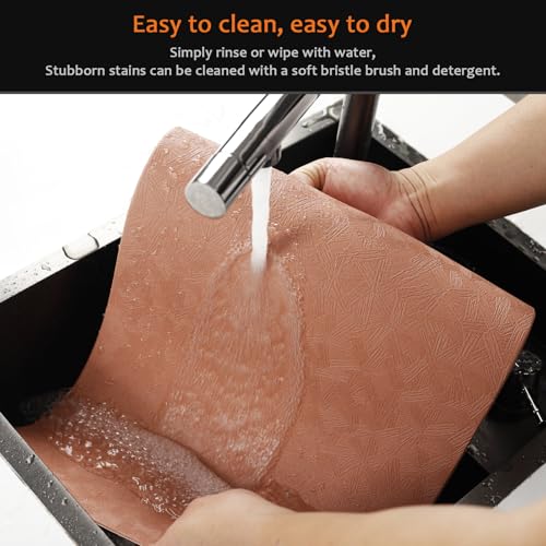 Coral Plastic Placemats Set of 8, Faux Leather Waterproof Table Mats - color: Coral