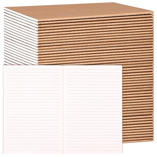LABUK 48 Pack Lined Kraft Notebooks, A5 Journals Bulk, 8.3x5.5 Notebook Bulk for Traveler Journal, Students Gift School Office Supplies (30 Sheets/60 Pages) - color: Kraft color